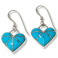 Chaco Canyon Zuni Campitos Turquoise Heart Drop Earrings 