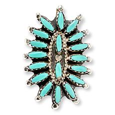 Chaco Canyon Zuni Petitepoint Campitos Turquoise Needlepoint Ring