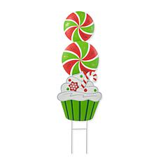 Christmas Metal Peppermint and Cupcake Yard Stake