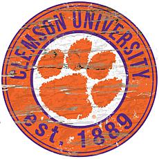 Clemson University Distressed Round Sign