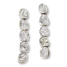 Colleen Lopez .94ctw Polki Diamond Sterling Silver Drop Earrings