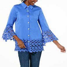 Colleen Lopez Button-Front Tunic with Lace Detail