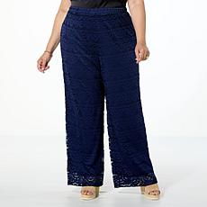 Colleen Lopez Crocheted Lace Wide Leg Pull-On Pant