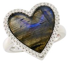 Colleen Lopez Gemstone Heart and White Zircon Sterling Silver Ring