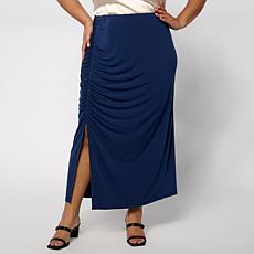 Colleen Lopez Knit Slide Slit Skirt with Gathers