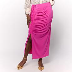 Colleen Lopez Knit Slide Slit Skirt with Gathers