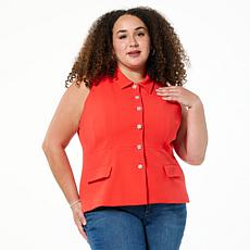 Colleen Lopez Knit Vest with Rhinestone Buttons