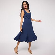 Colleen Lopez Portrait Neck Lace Godet Knit Dress