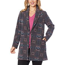 Colleen Lopez Printed Shawl Collar Coat