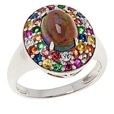 Colleen Lopez Sterling Silver Black Opal and Multi Gemstone Ring