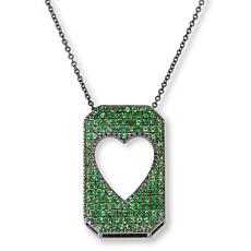 Colleen Lopez Sterling Silver Gemstone Heart Tag Pendant with Chain
