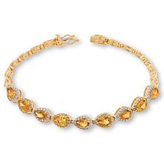 Colleen Lopez Sterling Silver Gemstone Pear Halo Line Bracelet
