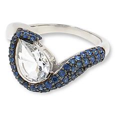 Colleen Lopez Sterling Silver White Topaz and Sapphire Ring