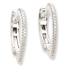 Colleen Lopez White Diamond Heart Hoop Earrings