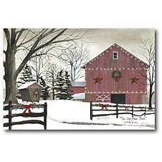 Courtside Market Christmas Red Barn 18x26 Canvas Wall Art