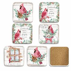 Courtside Market Pink Bird 6-piece Ceramic Coaster Set