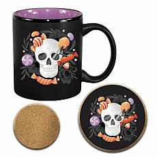 Courtside Market Skull Candy 11 oz. Artisan Ceramic Mug & Coaster Set