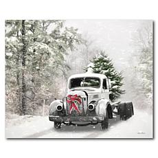 Courtside Market Snowy Christmas Truck 20x24 Canvas Wall Art