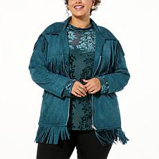 Curations x Debbie Denmon Faux Suede Fringe Jacket
