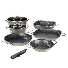 Curtis Stone 17-Piece Dura-Pan Nonstick Nesting Cookware Set- Grey