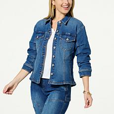 Democracy 3/4 Ruched Sleeve Button-Up Shirt Jacket