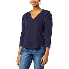 Democracy 3/4 Sleeve V-Neck Top
