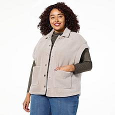 Democracy Drop Shoulder Plush Button Front Vest