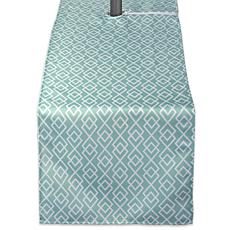 Design Imports Aqua Diamond Outdoor Table Runner w/Zipper - 14" x 108"