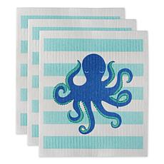 Design Imports Set of 3 Octopus Swedish Dishcloths