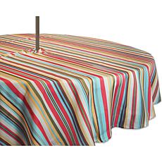 Design Imports Summer Stripe Outdoor Round Tablecloth w/Zipper - 60"