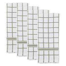 Set of 4 Stone Brown & White Windowpane Terry Dish Towel, 26