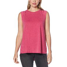 DG2 by Diane Gilman Burnout Jersey Pleat Front Swing Tank