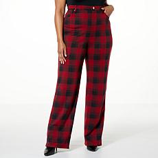 DG2 by Diane Gilman Checkered Jacquard Wide-Leg Pant