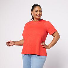 DG2 by Diane Gilman Cotton Modal Slub Lace Inset Top 