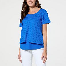 DG2 by Diane Gilman Double Layer Eyelet Combo Top