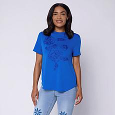 DG2 by Diane Gilman Everyday Jersey Soutashe Embellished Tee