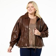 DG2 by Diane Gilman Faux Leather Cinched Waist Jacket