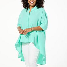 DG2 by Diane Gilman From the Vault Button-Front Crepe Blouse