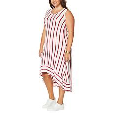 DG2 by Diane Gilman Hi-Low Hem Striped Maxi Tank Dress