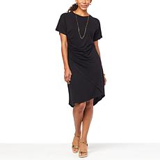 DG2 by Diane Gilman Hi-Low Hem Wrap Front T-Shirt Dress