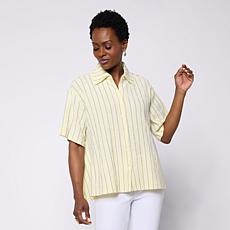 DG2 by Diane Gilman Knit Plisse Handkerchief Shirt