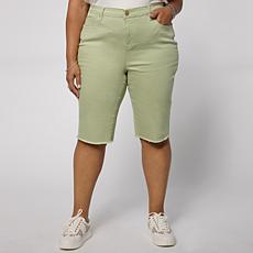 DG2 by Diane Gilman Legacy Stretch Denim Fray Hem Bermuda Short