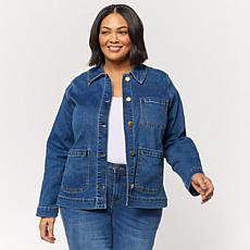 DG2 by Diane Gilman Lux Touch Denim Patch Pocket Utility Jacket