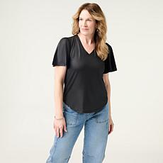 DG2 by Diane Gilman Metallic Foil Jersey Top