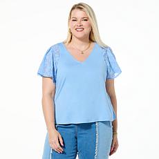 DG2 by
Diane Gilman Mixed Media Flutter Sleeve Knit Top
