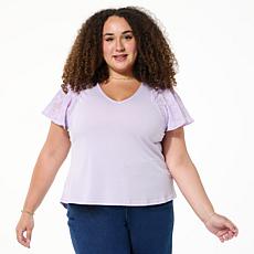 DG2 by
Diane Gilman Mixed Media Flutter Sleeve Knit Top