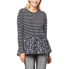 DG2 by Diane Gilman Mixed Print Combo Peplum Top
