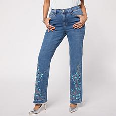 DG2 by Diane Gilman New Classic Stretch Denim Embellished Bootcut Jean