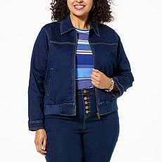 DG2 by Diane Gilman New Classic Stretch Denim Zip-Up Jacket