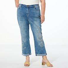 DG2 by Diane Gilman New Classic Stretch Embroidered Girlfriend Jean
